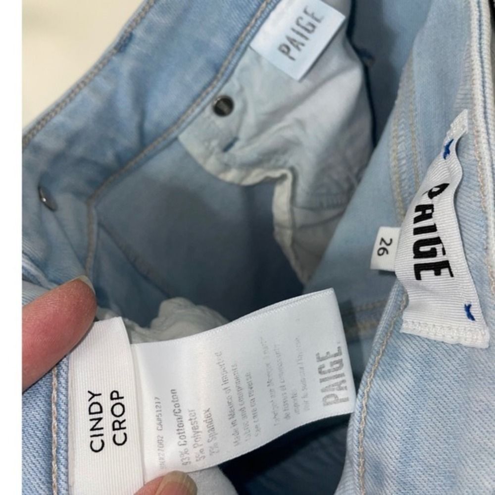 Paige Cindy Crop Jeans W/26 Blue Raw Hem Kokomo 6905H36-4906 LN - Picture 6 of 14